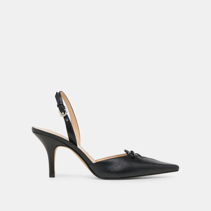 Hamya Black Leather Heels — view 2