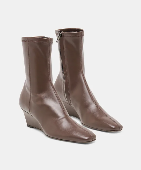HANIE Dk Chocolate Stella Wedged Mid-Calf Booties — view 3