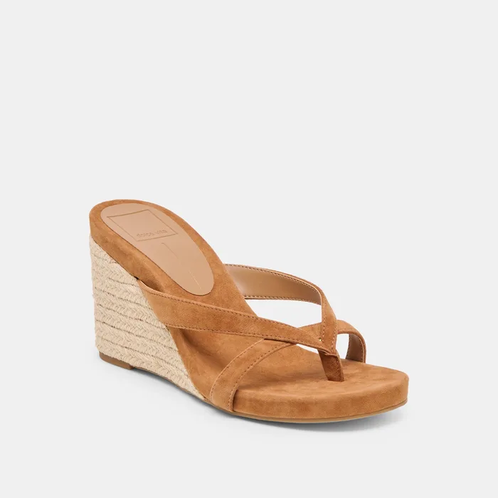 Helan Espadrille Brown Suede Wedges — view 4