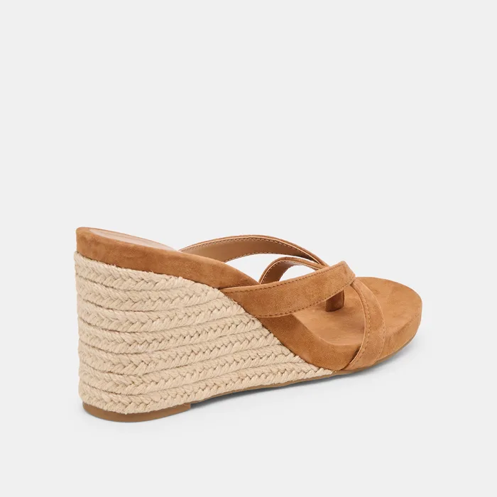 Helan Espadrille Brown Suede Wedges — view 5