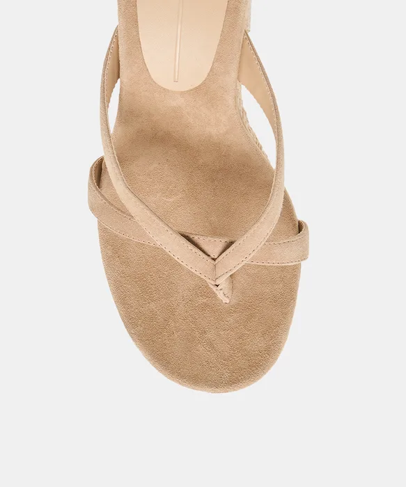 Helan Espadrille Camel Suede Wedges — view 4