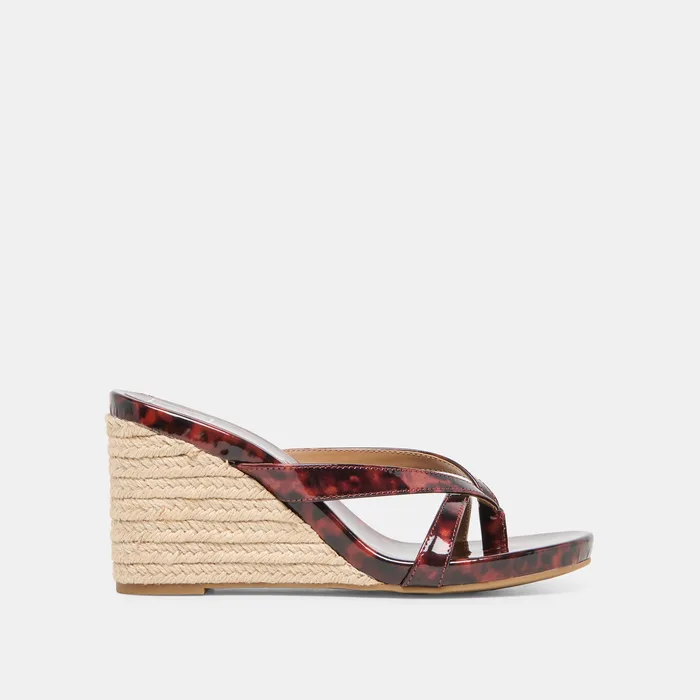 Helan Espadrille Tortoise Patent Leather Wedges — view 2