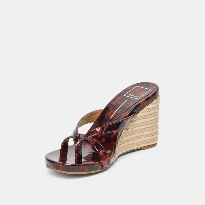 Helan Espadrille Tortoise Patent Leather Wedges — view 6