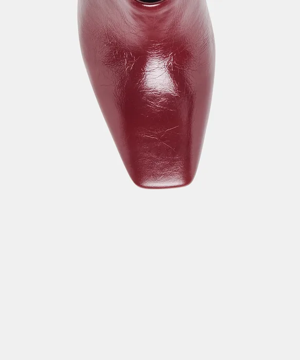 HILAH Oxblood Crinkle Patent Closed-Toe Slip-On Wedge Mules — view 4