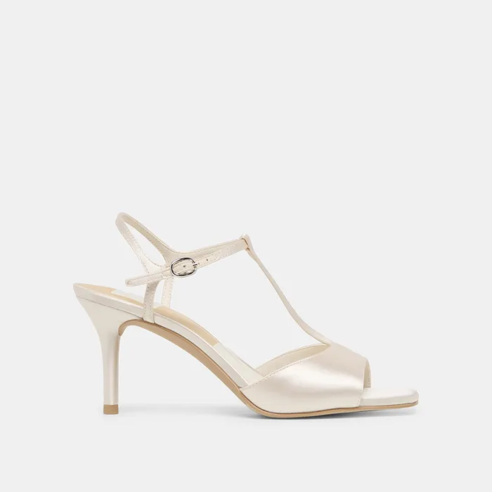 Hilery Off White Satin Heels — view 2