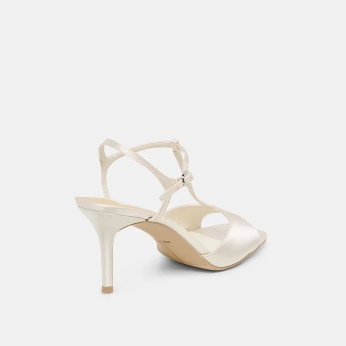 Hilery Off White Satin Heels — view 5