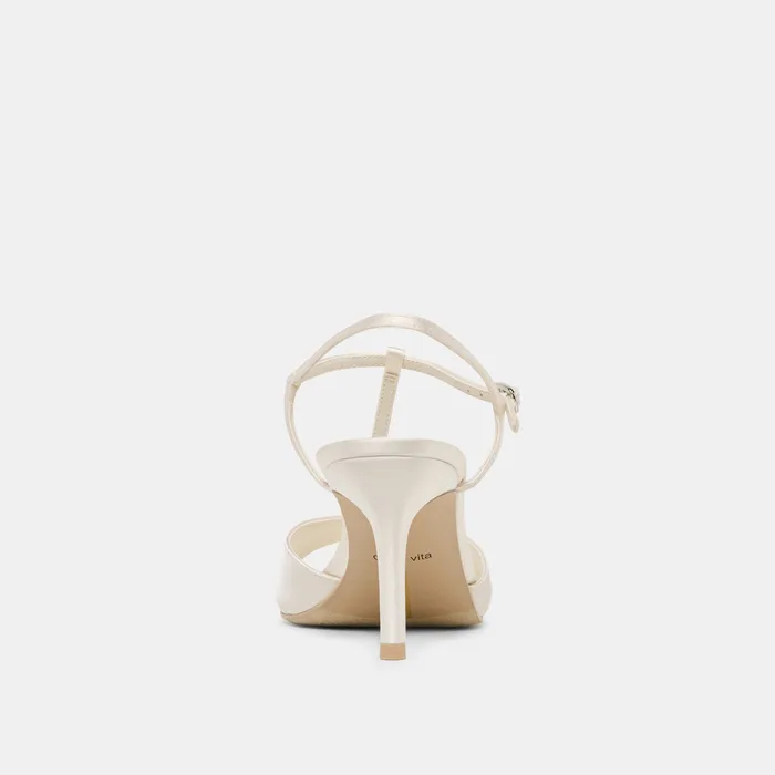 Hilery Off White Satin Heels — view 9