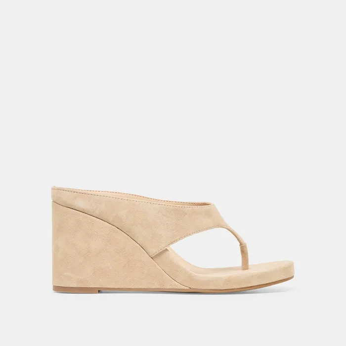 Hinna Camel Suede Wedges — view 2