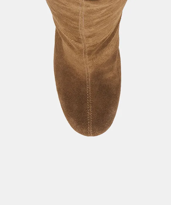 HIRA Chestnut Suede Wedges Knee-High Boots — view 4