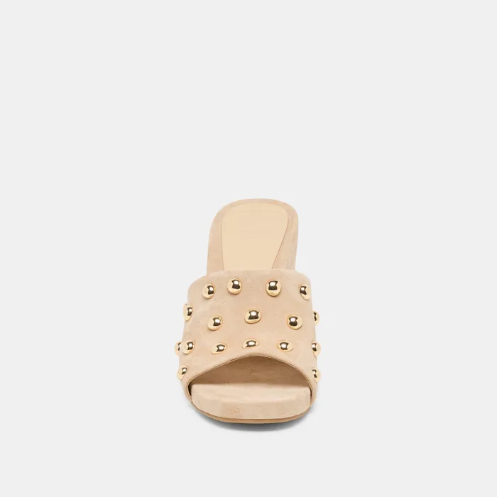 Holta Stud Camel Suede Wedges — view 11