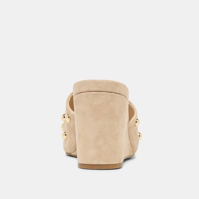 Holta Stud Camel Suede Wedges — view 12