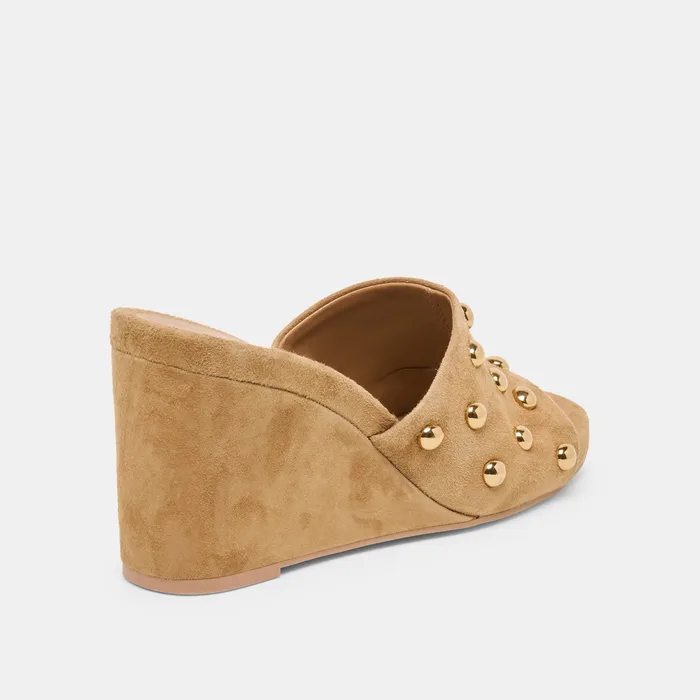 Holta Stud Lt Brown Suede Wedges — view 4