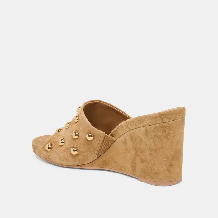 Holta Stud Lt Brown Suede Wedges — view 6