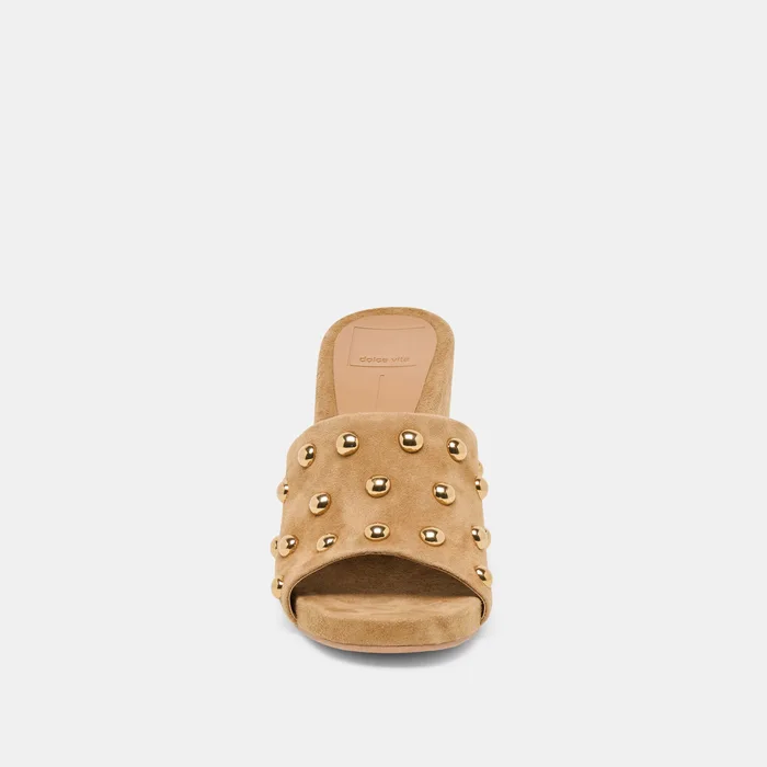 Holta Stud Lt Brown Suede Wedges — view 7
