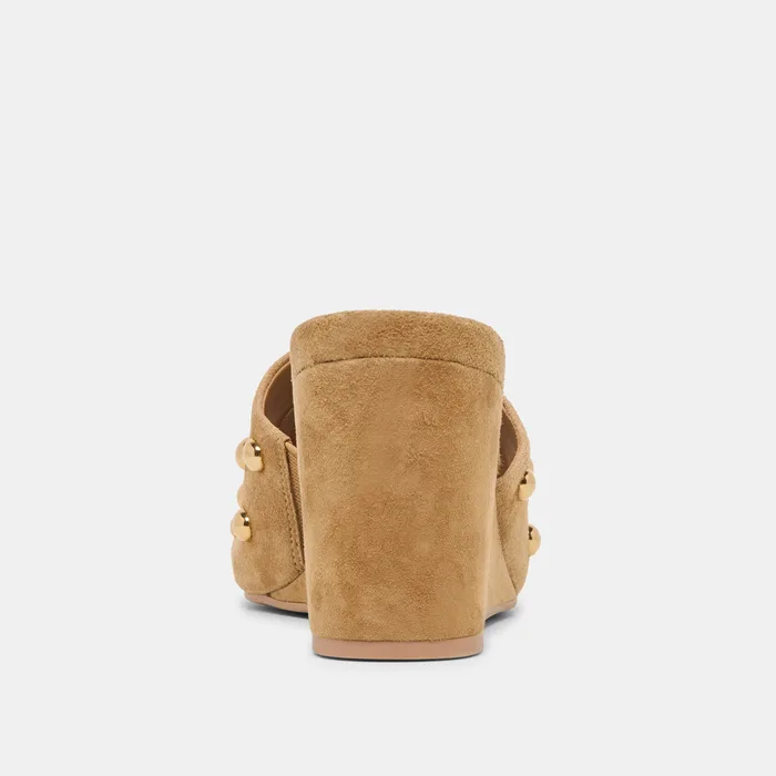 Holta Stud Lt Brown Suede Wedges — view 8