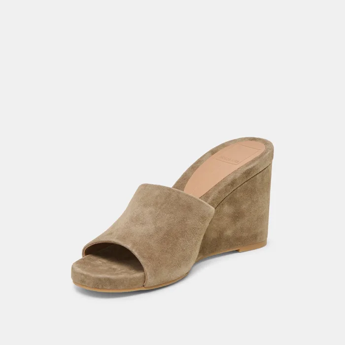 Holta Olive Suede Wedges — view 7