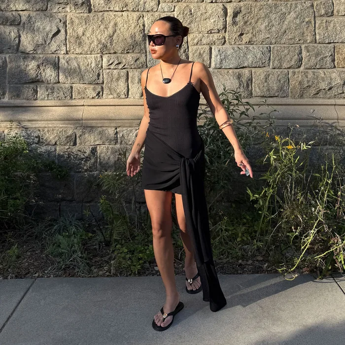 Jaina Black Leather Sandals — view 3