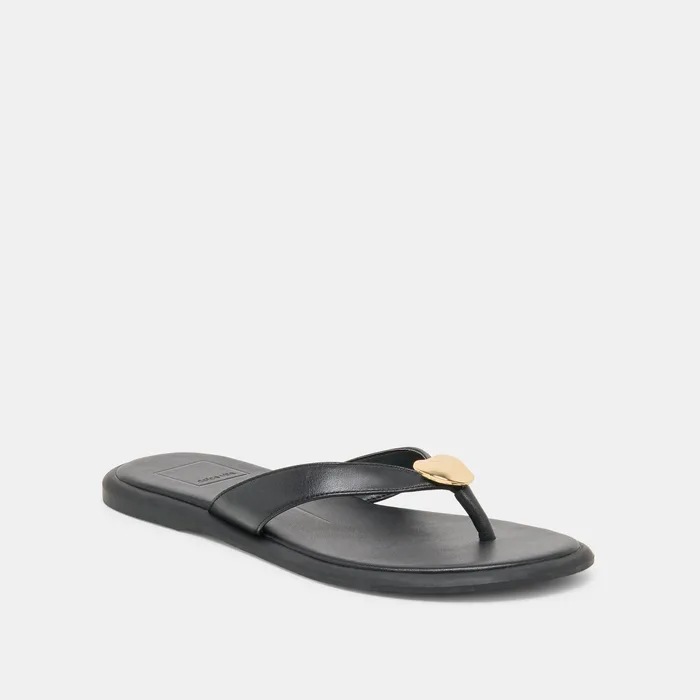 Jaina Black Leather Sandals — view 4