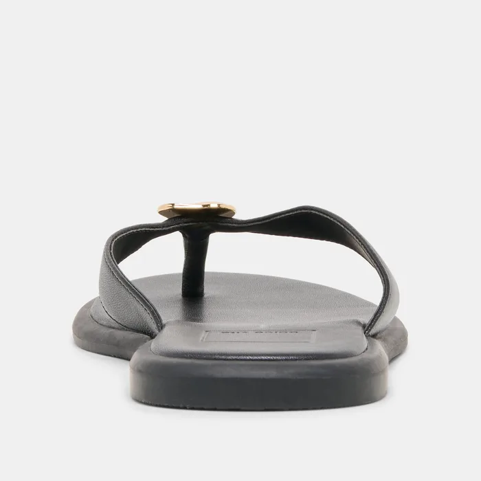 Jaina Black Leather Sandals — view 10