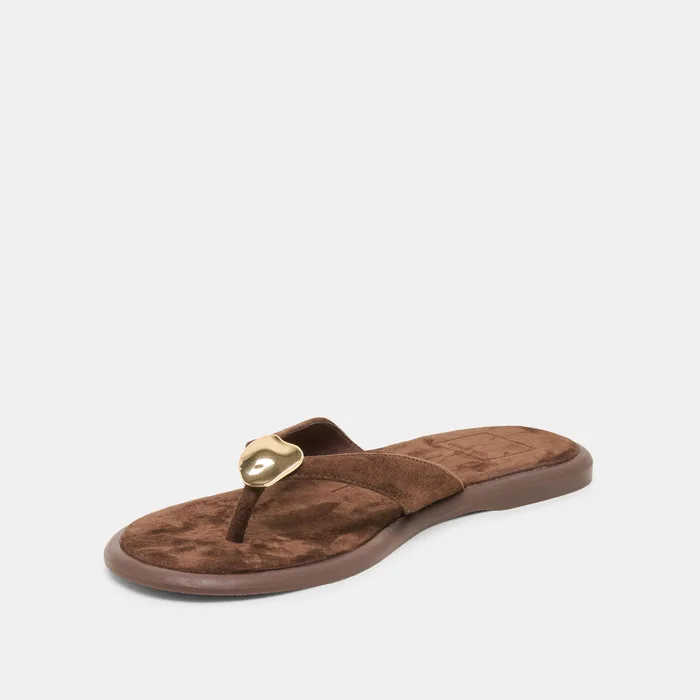 Jaina Dk Brown Suede Sandals — view 6