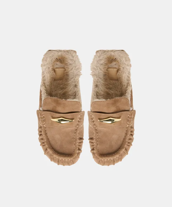 Jodero Plush Mushroom Suede Flats — view 4