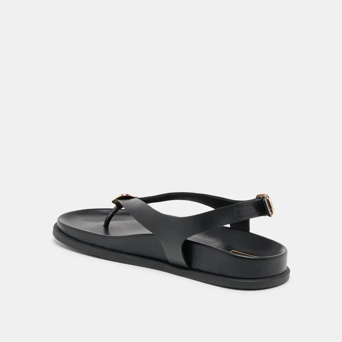 Jony Black Leather Sandals — view 8