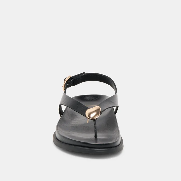 Jony Black Leather Sandals — view 9