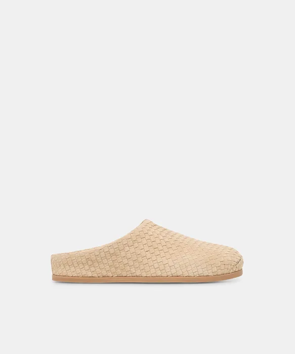 JUDITH WOVEN Camel Woven Suede Slip-On Flats — view 2