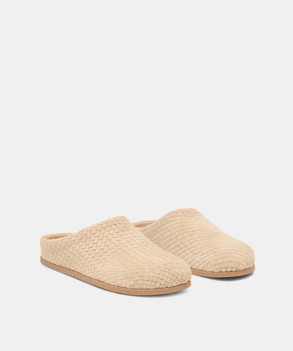 JUDITH WOVEN Camel Woven Suede Slip-On Flats — view 3