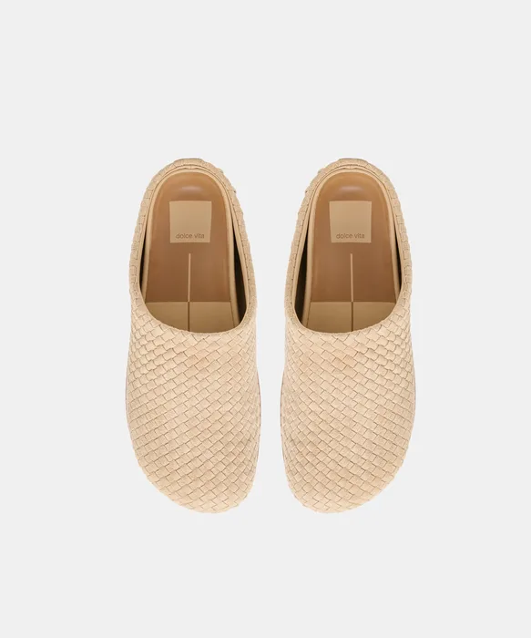 JUDITH WOVEN Camel Woven Suede Slip-On Flats — view 4