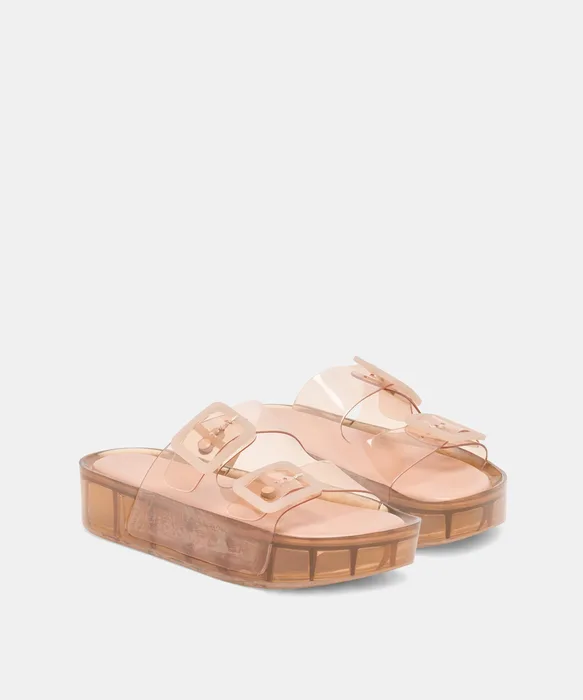 JULIO X Mocha Vinyl Jelly Platform Sandals — view 3