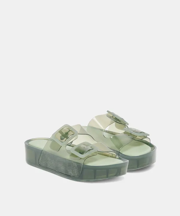 JULIO X Olive Vinyl Jelly Platform Sandals — view 3