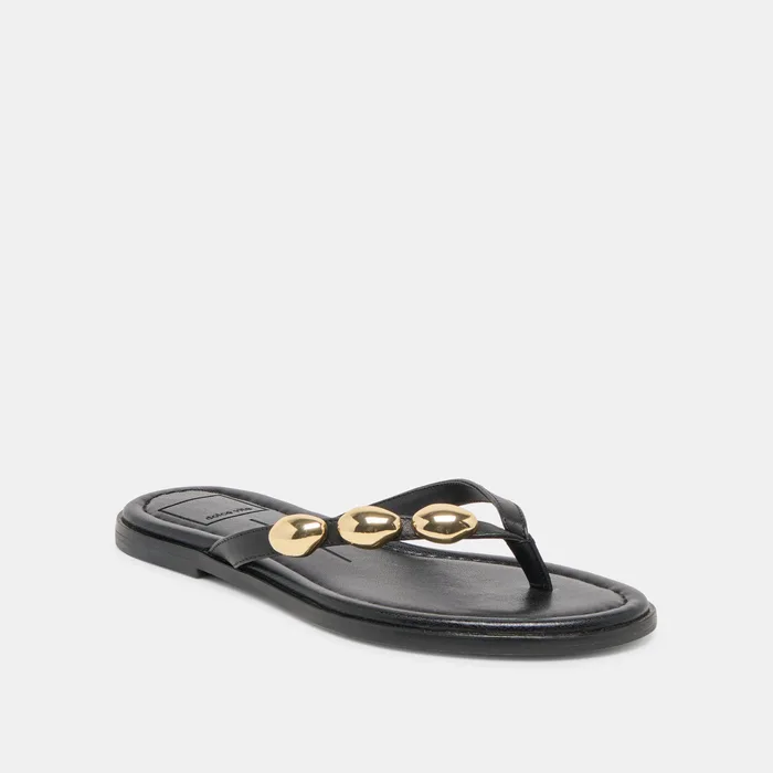 Juny Black Leather Sandals — view 4