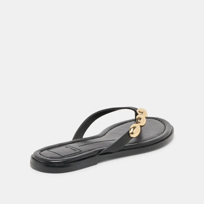 Juny Black Leather Sandals — view 6