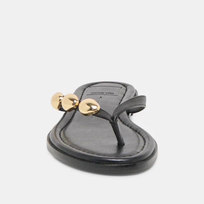 Juny Black Leather Sandals — view 9