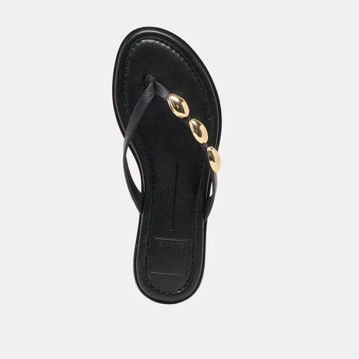 Juny Black Leather Sandals — view 11