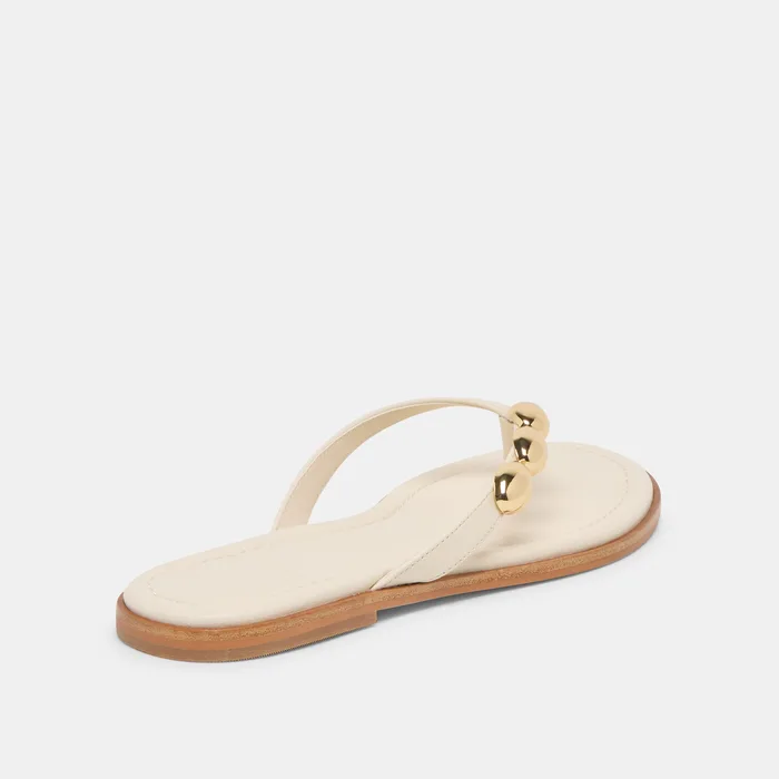 Juny Off White Leather Sandals — view 4