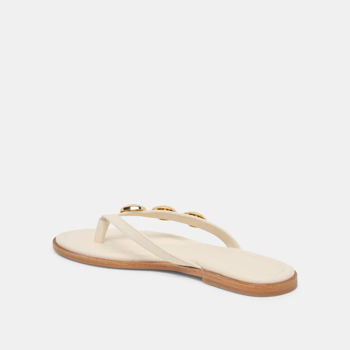 Juny Off White Leather Sandals — view 6