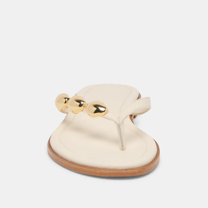 Juny Off White Leather Sandals — view 7