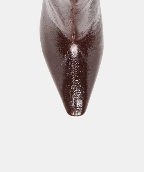 KARLIE Black Cherry Leather Pointed-Toe Kitten Heel Ankle Bootie — view 4