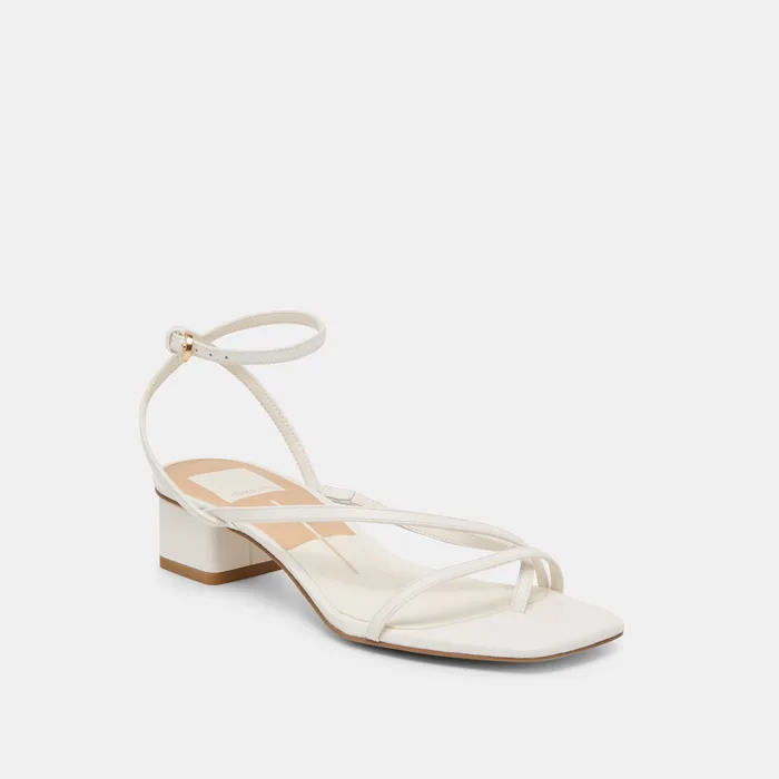 Karlos Wide True White Leather Sandals — view 3