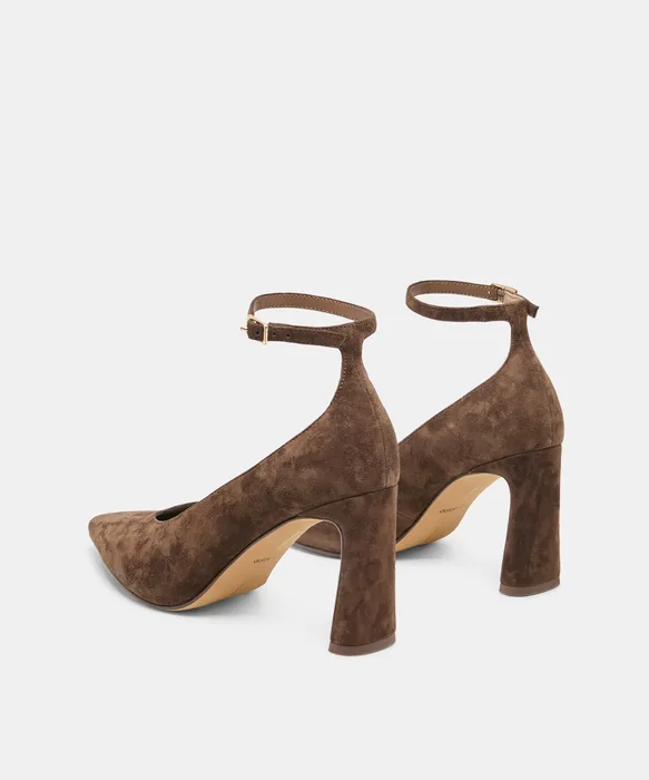 KARSIN HEELS DK BROWN SUEDE
