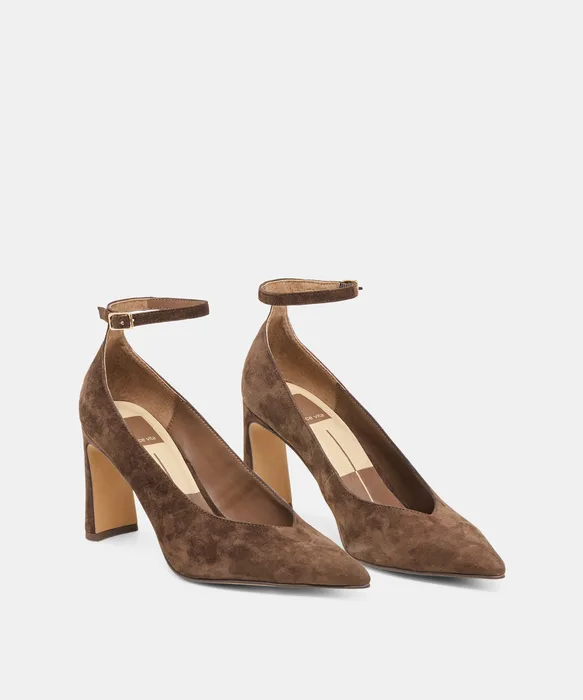 KARSIN Dk Brown Suede Closed-Toe Heels — view 3
