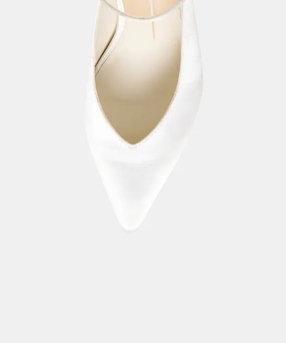 KARSIN True White Satin Bridal Closed-Toe Heels — view 4