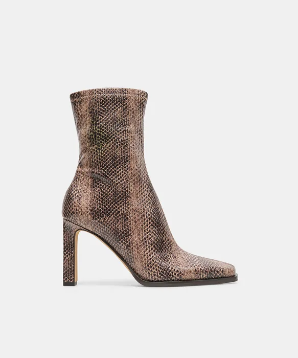 KASY Snake Tan Embossed Stella Stilleto Ankle Booties — view 2