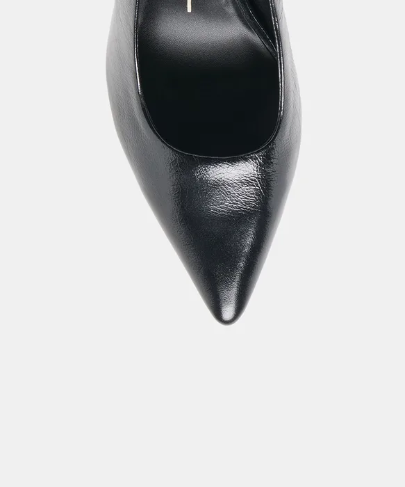 KAYNA Black Leather Closed-Toe Pump Heels — view 4