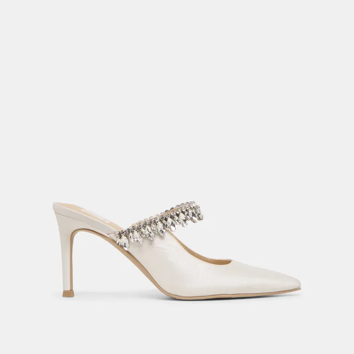 Keli Crystal White Satin Heels — view 2