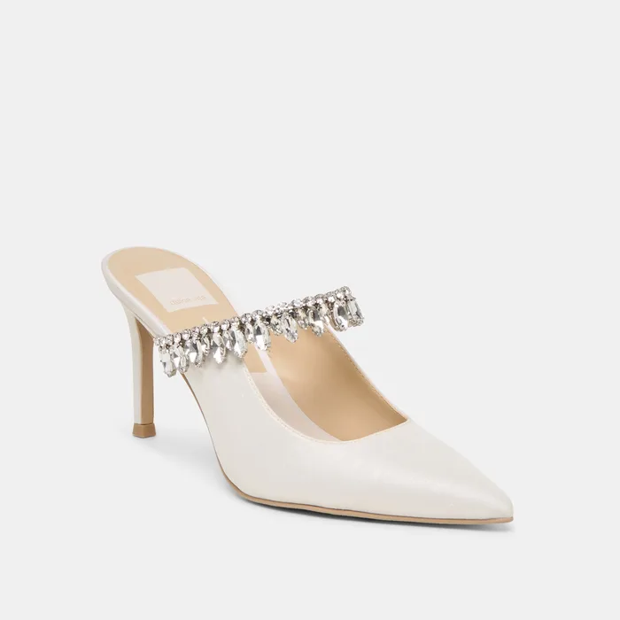 Keli Crystal White Satin Heels — view 4