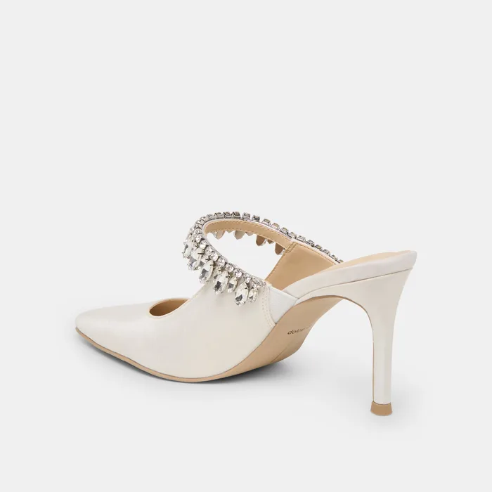 Keli Crystal White Satin Heels — view 9