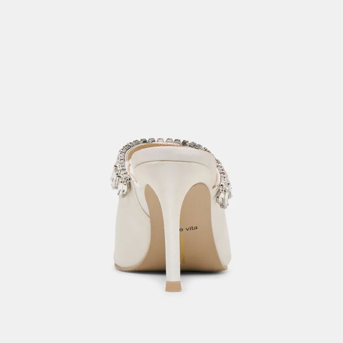 Keli Crystal White Satin Heels — view 11